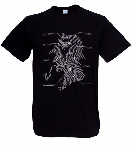 

t-shirt 2019 fashion men men women 100% cotton cool detective fingerprint characteristic logical holmes consulting man tee shirt