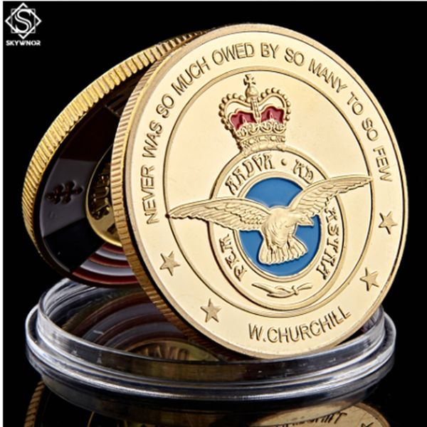 

24k gold plated army craft coin luxembourg royal air force soldier retired challenge military commemorative badge