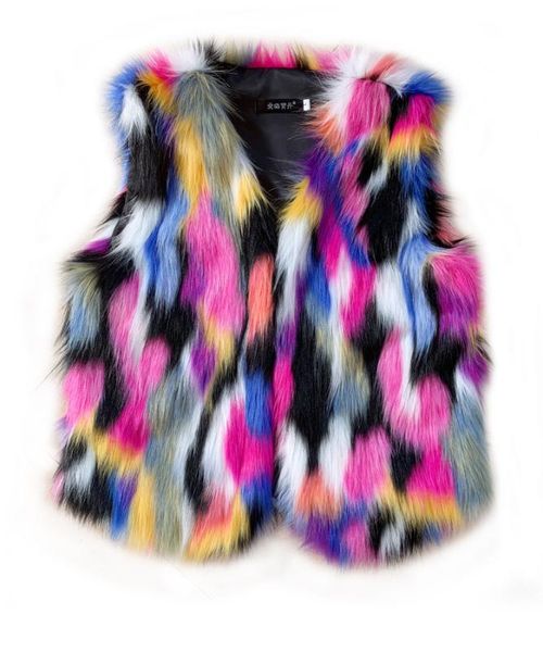 

women's fur & faux mj-6 fashion winter clothing multicolor imitation vest women waistcoat, Black