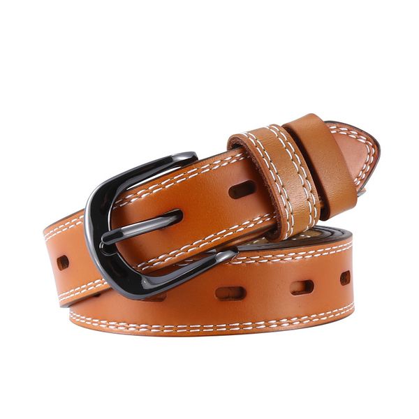 

multi-color leather belt new versatile women's belt simple korean women's pants trend no need to punch smooth, Black;brown
