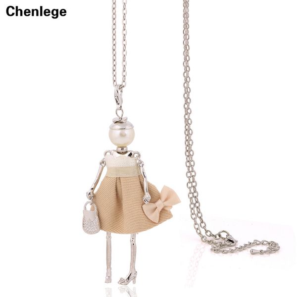 

statement handmade doll necklaces long chain pendants 2020 alloy new cute choker girls women accessories silver-color necklace