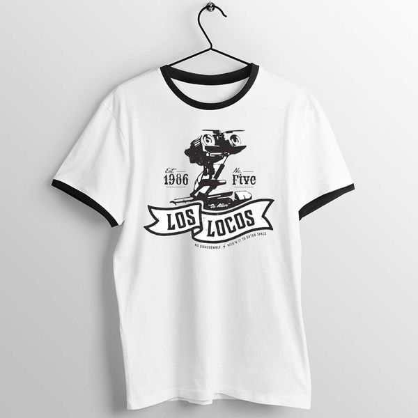 

черная отделка футболка робот джонни 5 произведение printed tee