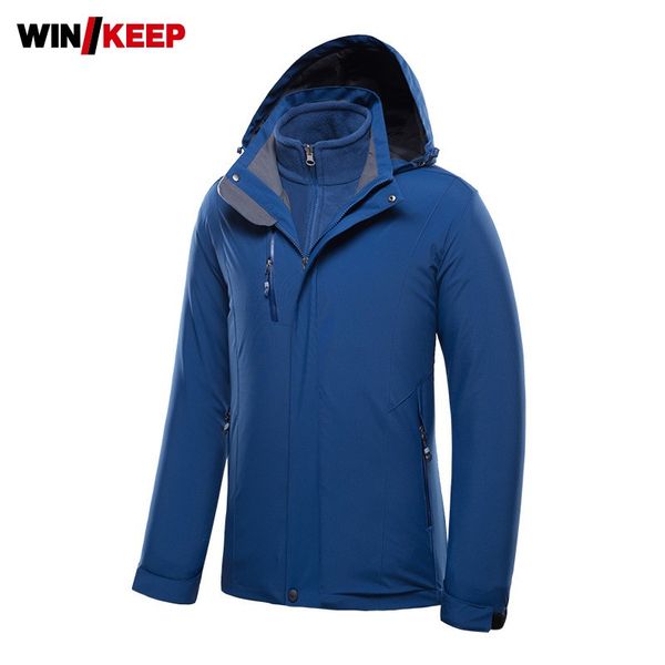 

skiing jackets winter outdoor jacket men 2 piece set fleece thick windproof warm detachable hooded hiking plus size 7xl
