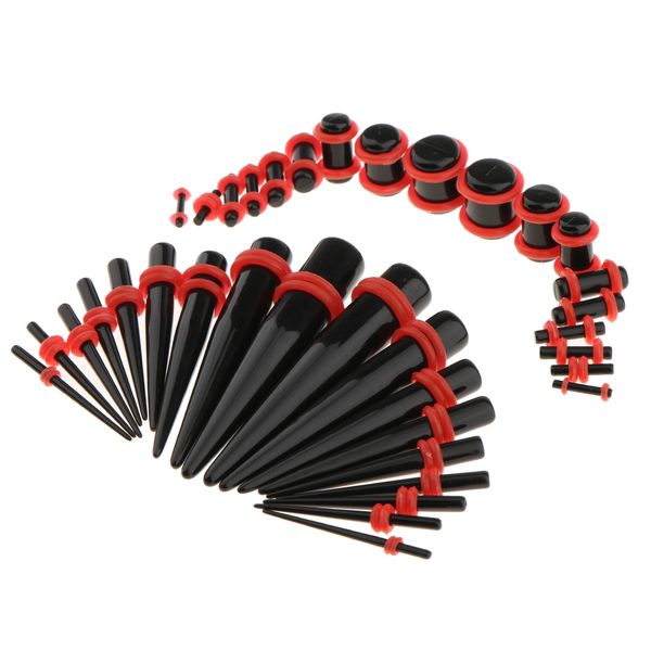 

36 piece black acrylic ear stretcher expander taper plug piercing, Slivery;golden