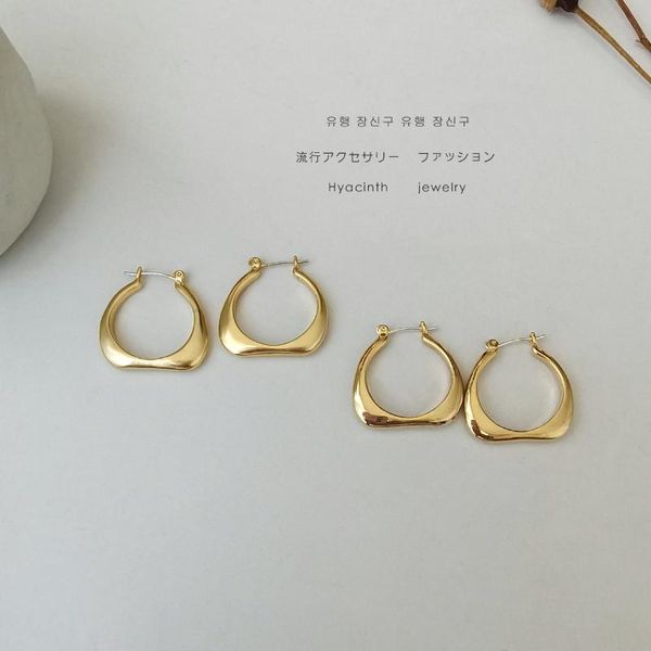 

korean fashion metal hoop earrings simple high-quality matte hollow earrings hoops jewelry, Golden;silver