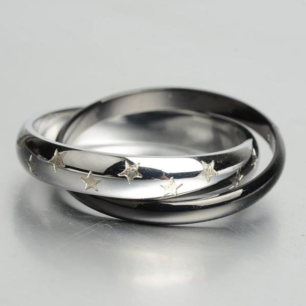 

wedding rings fashion stainless steel couple ring classics double laye star black and rose gold plated lover's engagement jewelry, Slivery;golden