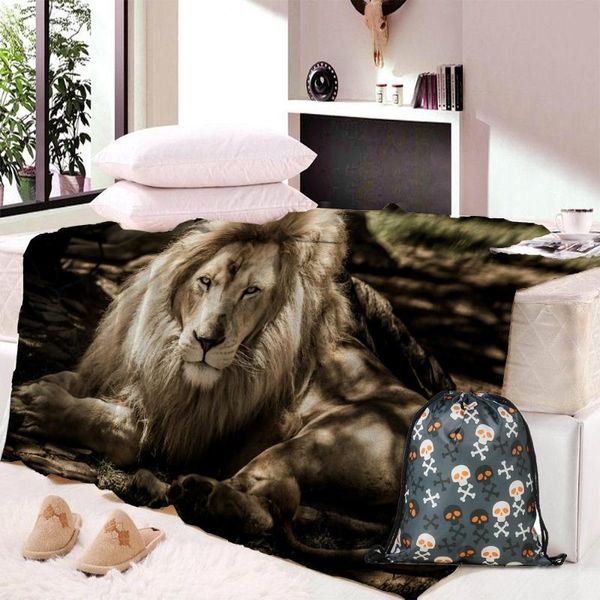 3D Lion King из бархатного бархатного шлюха с звездным напечатанным шлюзом для детской девочки диван шерпа одеяло одеяло