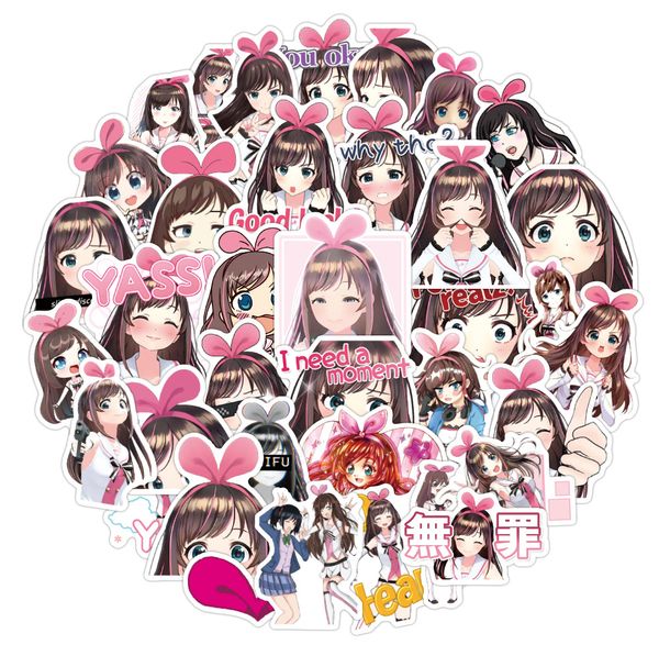 

50 pcs mixed car stickers lovely kizuna anime for skateboard lapfridge helmet pad bicycle bike motorcycle ps4 notebook guitar pvc decal