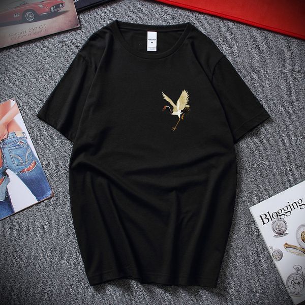 

японский streetwear тенниска кран вс печати мужские harajuku t-shirt summer hip hop тенниска хлопка с коротким рукавом тис черный
