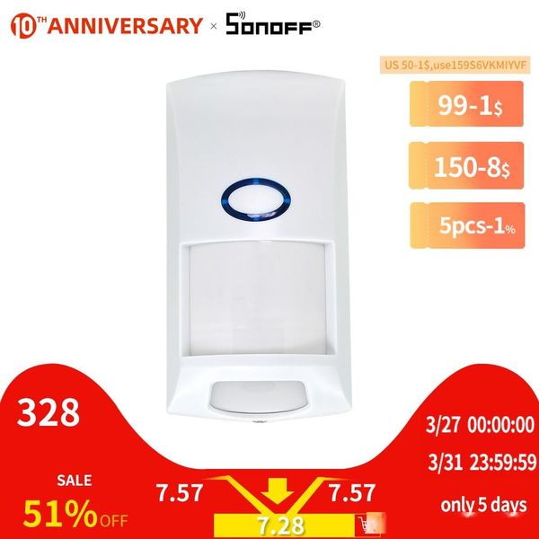 

mart home automation modules sonoff pir2 rf pir motion sensor detector 433mhz wifi wireless remote entry alarm security system anti theft