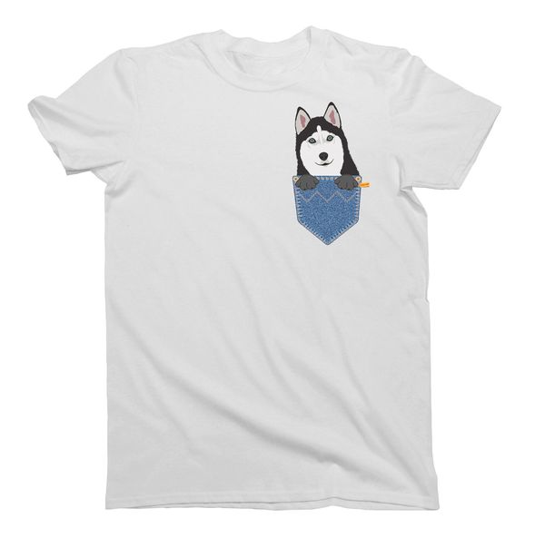 

2019 fashion siberian husky pocket dog birthday gift t-shirt men's ladies fit tees tee shirt
