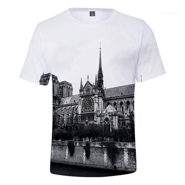 

mens tshirts o-neck short sleeved rip female tshirts teenagers designer summer fashion clothes notre dame de paris, White;black