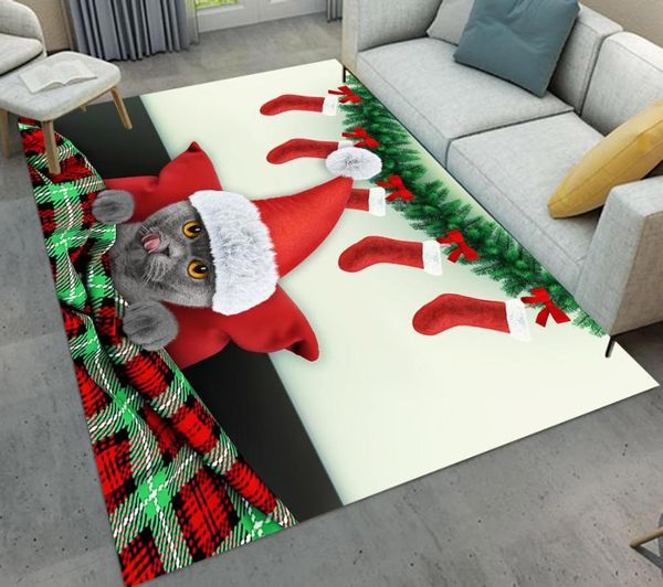 

bath mats christmas hat cat plaid printing living room rugs carpet hallway doormat anti-slip bathroom absorb water kitchen mat