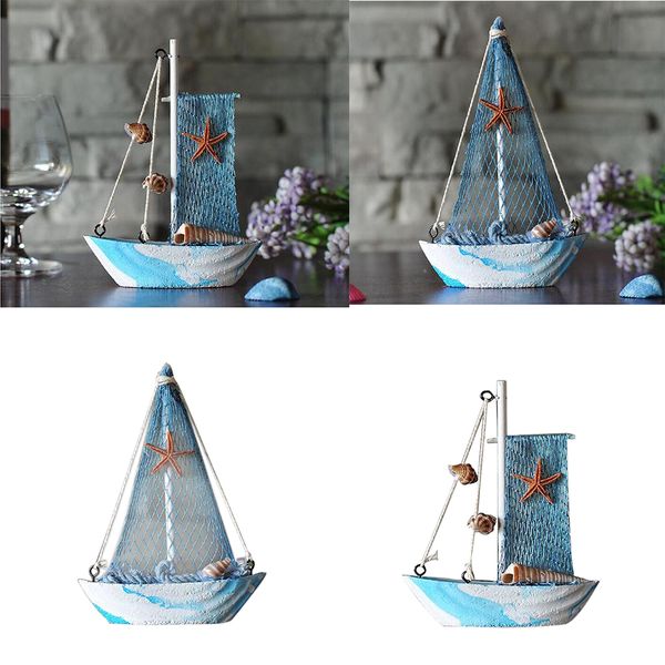

2pcs nautical decor wood ornaments home tableseagull/conch/boat, pirate ship model