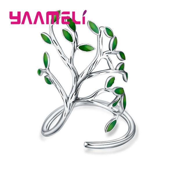 

cluster rings real 925 sterling silver opening finger special tree shape design 2 color for women man cubic zirconia jewelry, Golden;silver