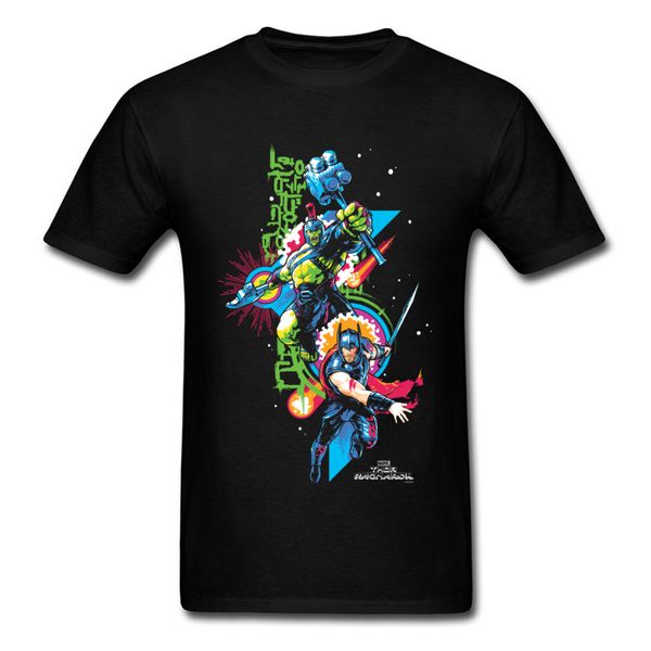 

wholesale men's t shirt thor and hulk tshirt outer space black t-shirts 100% cotton fabric clothes superhero comics tee