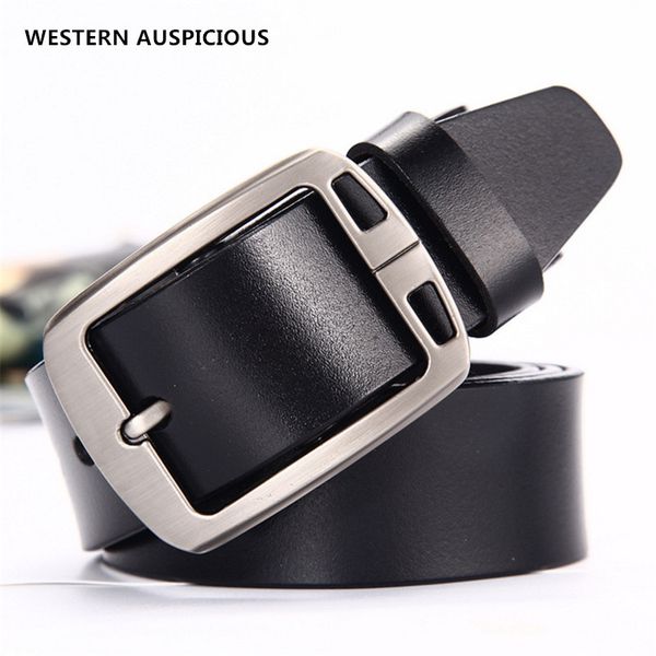 

western auspicious men belts brand alloy buckle genuine leather straps designer belts for men black coffee colour ceinture homme, Black;brown