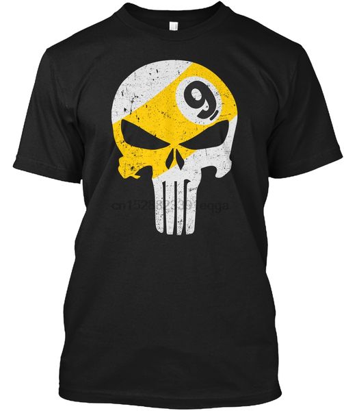

men t shirt pool player 9 ball skull t-shirt women t-shirt