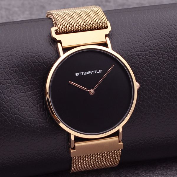 

japan quartz luxury black minimalist men watch women classic rose gold thin mesh stainless steel magnet band simple waterproof, Slivery;brown