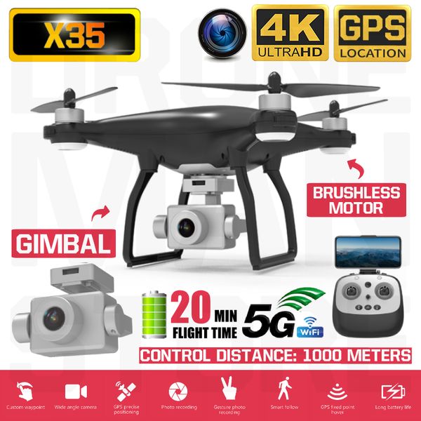 

kalione x35 drone 4k gps hd gimbal camera 5g wifi fpv brushless motor dron professional rc quadcopter vs k777 l109pro sg906pro