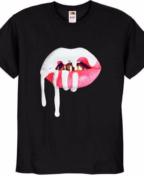 

kylie jenner mens t-shirt lips black - brand new kardashian 100% cotton tee shirt wholesale tee
