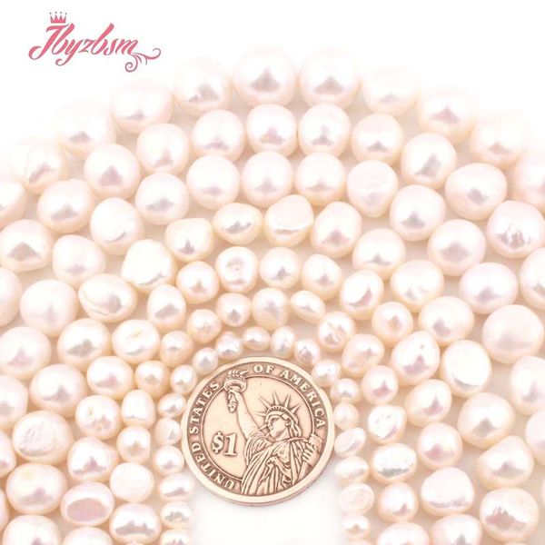 

other 3-4/5-7/6-8/8-9mm natural freshwater pearl white orm stone beads for diy women necklace bracelet jewelry making 15"