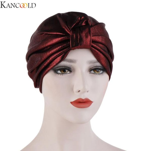 

kancoold women ruched india hat muslim ruffle cancer chemo beanie turban wrap cap men and women casual outwear ear warm hat, Blue;gray