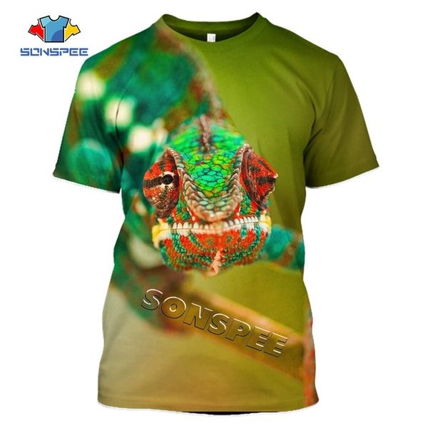 

summer 3d animal chameleon print 3d print shirts aesthetic graphic kawaii men clothing