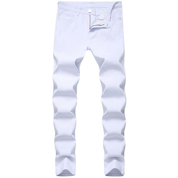 

men's jeans men pants long casual white cotton slim fit fashion plus size male four season, Blue