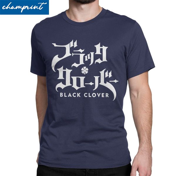 

мужчины t-shirt black clover logo отдых майка с коротким рукавом аста японского аниме футболки круглый воротник одежда новое прибытие