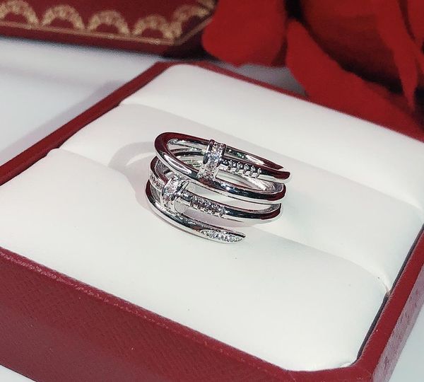 

brands screw fashion nails gold rings women punk for gift luxurious superior quality jewelry three circle11, Silver