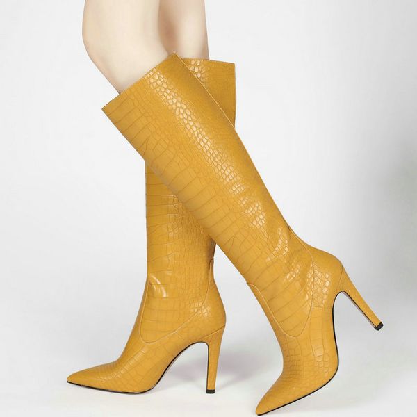 

winter women shoes super high heel ladies boots autumn snake pattern ladies shoes pu leather fashion plus velvet warm and cuff, Black