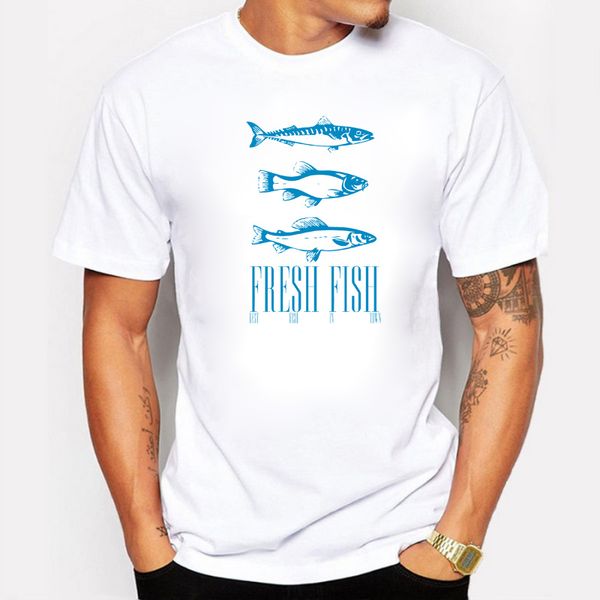 

summer men funny blue fresh fish freshwater printed t shirt fashion novelty short sleeve tee homme clothes