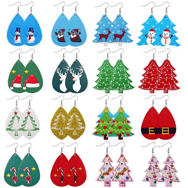 

2020 new christmas earrings christmas tree snowflake elk pu leather earrings europe and america drop earrings gd607, Silver
