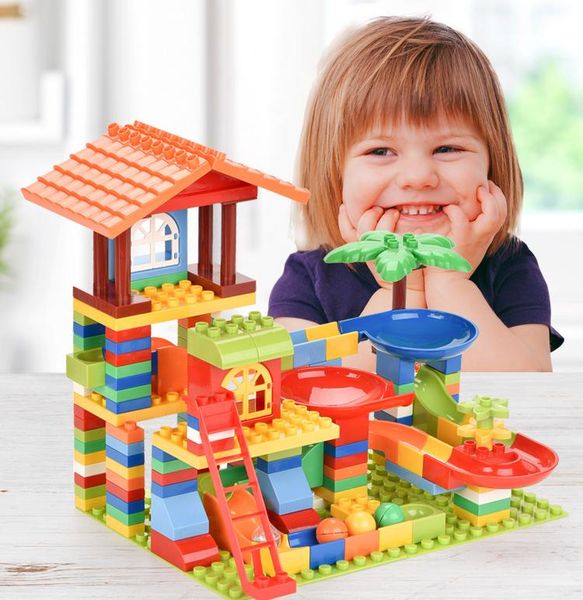

178pcs villa болл building block marble race run maze balls track воронка скользящие diy большие кирпичи набор воронка детские игрушки