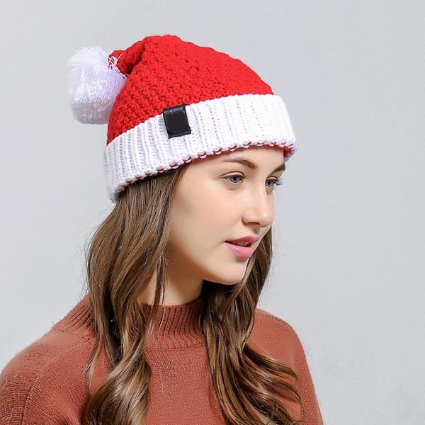 

рождество женской шляпы осень зима beanie теплого knit cap мягкий для девочек мужского red вязаной bonnet нового года merry christmas gifts, Blue;gray