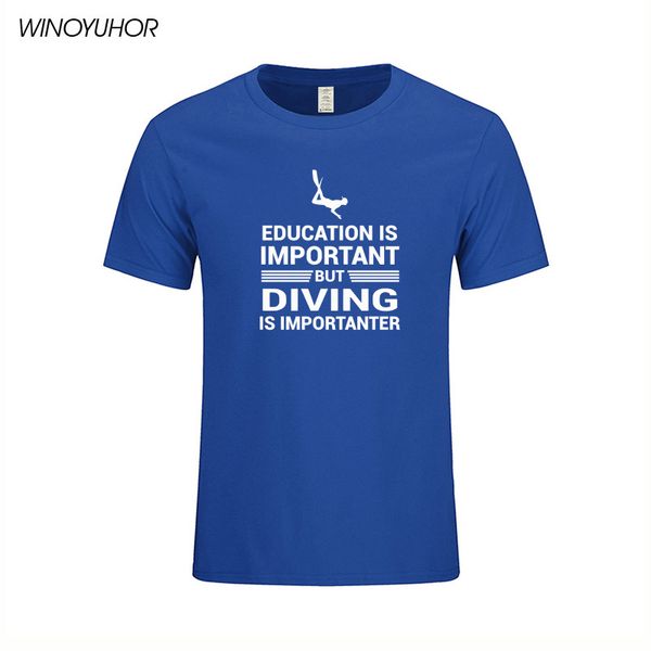

education is important but divings is importanter t-shirt summer fashion men's short sleeve t shirts novelty cool men clothes