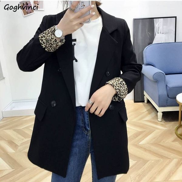 

blazers women casual all-match double breasted students korean style womens notched medium-long fashionable detailed soft daily, White;black