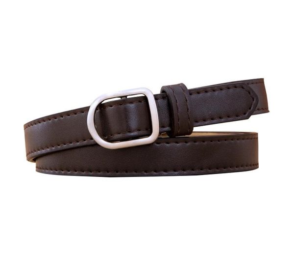 

fashion solid faux leather belt silver no pin buckle belts for women dress thin decorative knot strap waistbands jeans gifts, Black;brown