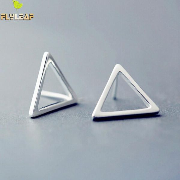 

flyleaf 925 sterling silver earrings simple triangle stud earrings for women fashion jewelry wholesale, Golden;silver