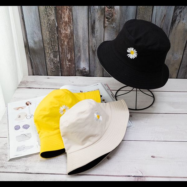 

spring summer daisies bucket hat women men fashion sad boy cap girls double sided daisy bob lady sun femme floral fisherman hat