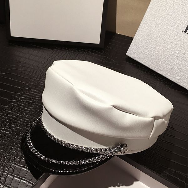 

fashion black hat cap women casual pu cap elegant solid autumn winter warm beret hat female for women england style flat, Blue;gray