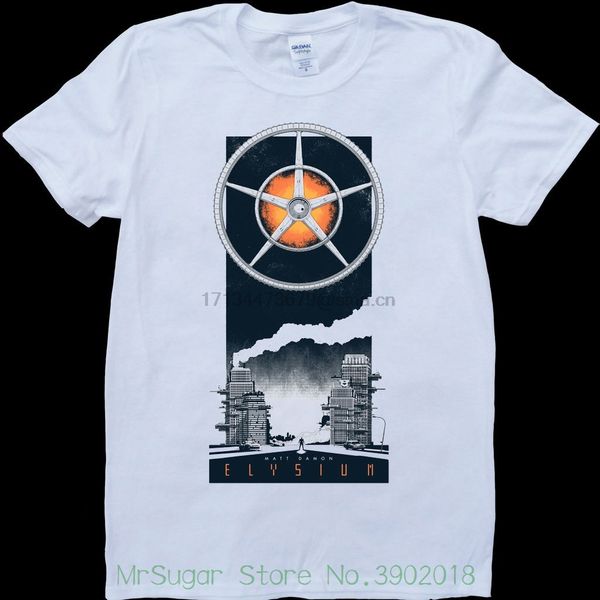 

elysium on white custom made t-shirt hip hop novelty t shirts men brand clothing