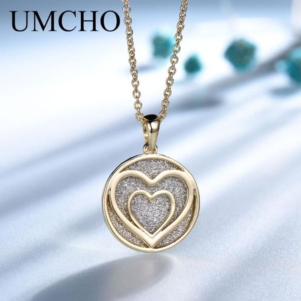 

umcho solid 925 sterling silver neklace yellow color heart romantic pendants & necklaces for girls anniversary gift with chain