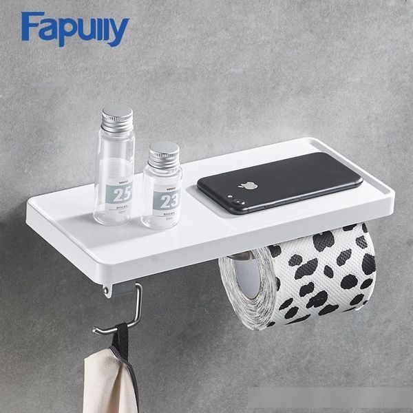 

fapully toilet paper holder wall mounted single rolls paper stand wall holder bathroom accessories abs and stainless steel shelf t200425