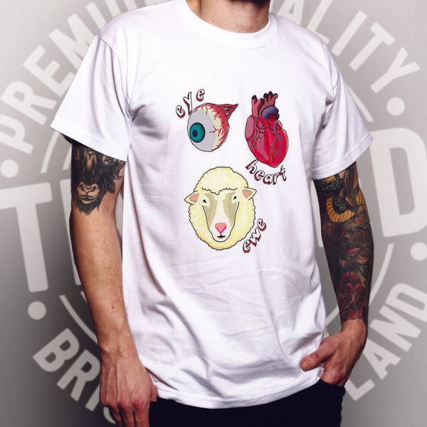 

creepy t shirt eye heart ewe i heart you pun anti valentines horror joke 2019 new t-shirts men clothing shirts