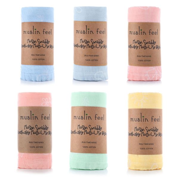 

2pcs/set solid color reusable baby muslin blanket infant swaddle wrap soft breathable pure cotton newborn bedding