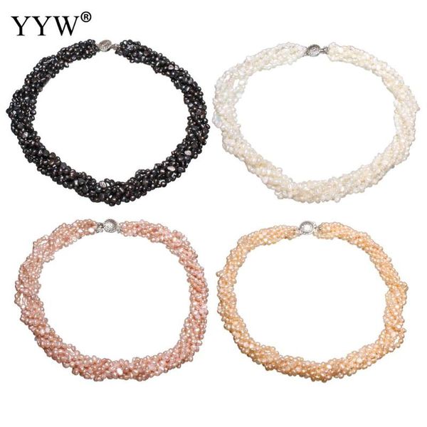 

2020 new fashion freshwater pearl necklaces silver color plated natural pearl necklace for woman jewelry