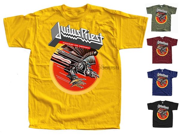 

judas priest screaming for vengeance yellow black t shirt 100%cotton sizes s-3xl 2xl 16xl tee shirt