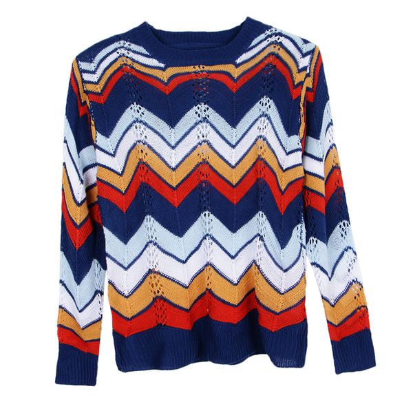 

women's round neck striped pullover knitted casual thin sweater coat, White;black